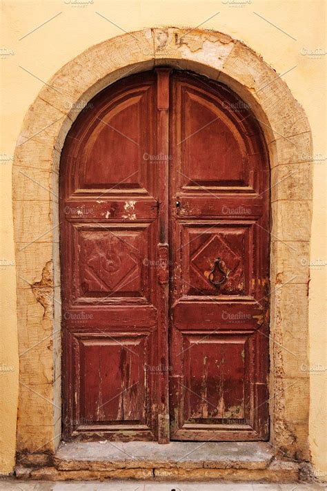 Wooden Door In Rethymno Crete Stock Photo Containing Old And Door