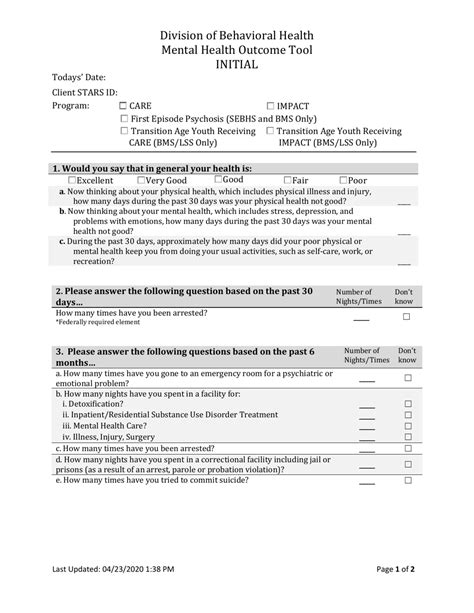 South Dakota Adult Mental Health Initial Outcome Tool Fill Out Sign Online And Download Pdf