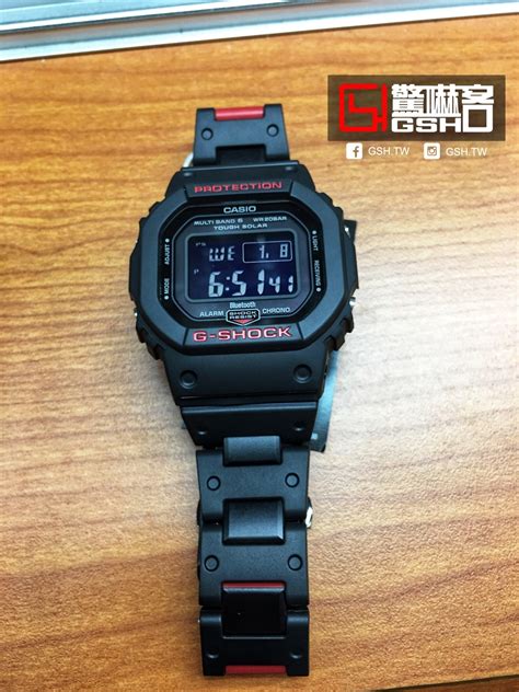 G SHOCK 電波 太陽能 複合輕量鏈帶 經典 復古 方錶 黑紅 GW B5600HR 1 驚嚇客