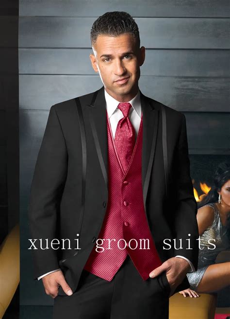 Simple Black Peaked Lapel Pieces Groom Tuxedos Man Wedding Suits