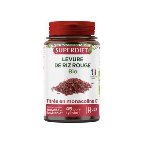 SUPER DIET Levure de riz rouge bio 45 gélules Parapharmacie Pharmarket