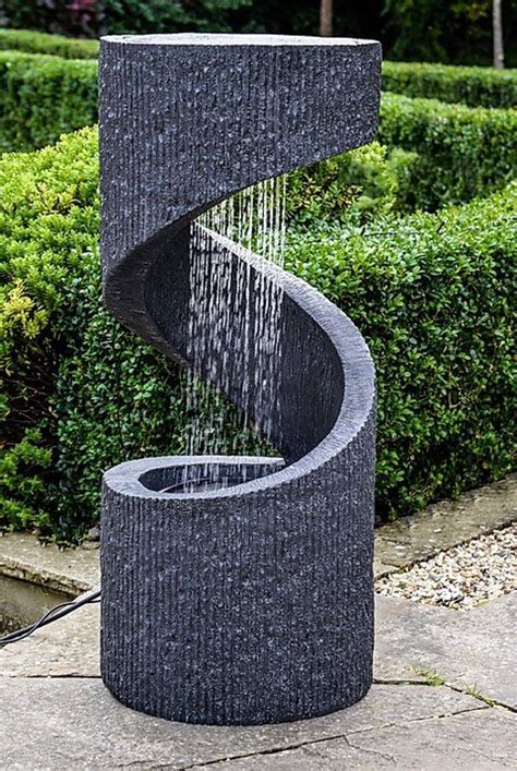 Outdoor Spiral Led Water Feature Granite H82cm Charlton Island