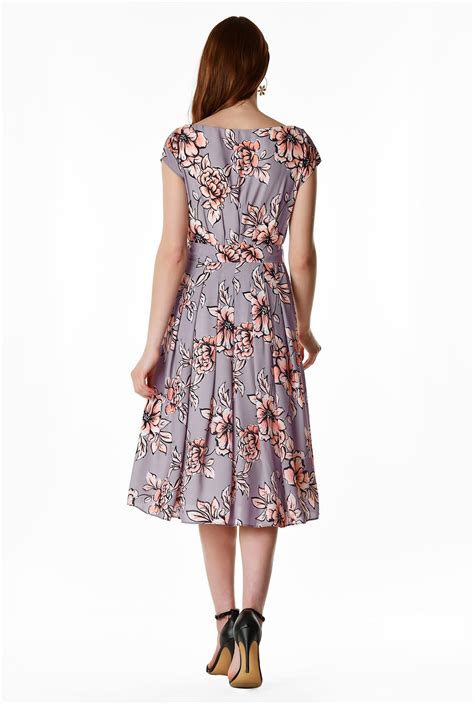 Shop Floral Print Crepe Release Pleat Dress Eshakti