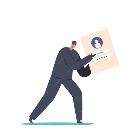 Premium Vector | Hacker Or Robber Holding Huge Stolen Password And