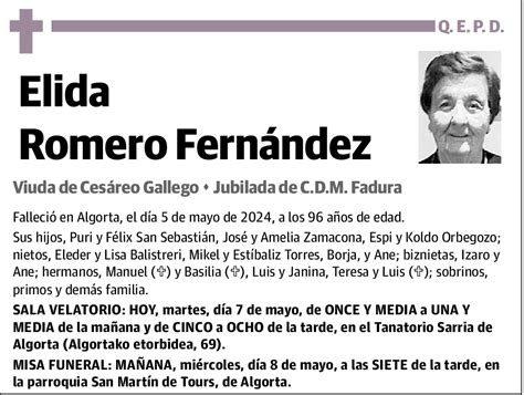 Elida Romero Fern Ndez Esquela El Correo