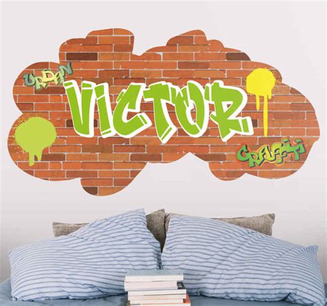 Autocollant Personnalisé Mur de briques avec nom de graffiti TenStickers