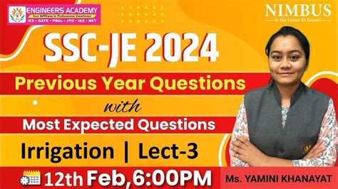 SSC JE 2024 Irrigation Lect 3 Previous Year Questions With Most