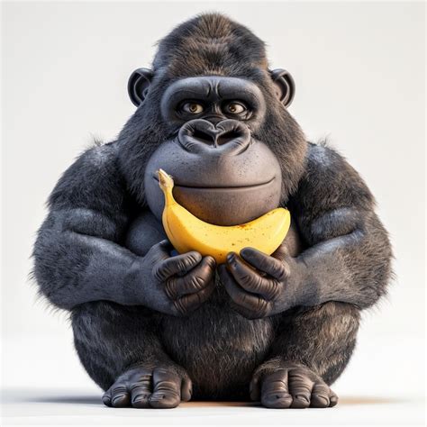 Premium Photo A Gorilla Holding A Banana That Has A Banana In His Hands