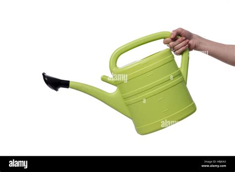 Hand Holding Watering Can Isolated On White Stock Photo Alamy