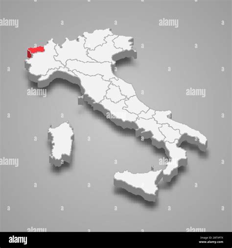 Aosta Valley Region Location Within Italy 3d Map Stock Vector Image