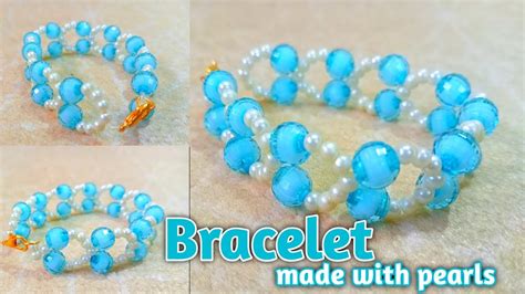 How To Make Pearls Beaded Bracelet Handmade Pearls Beaded Bracelet Youtube