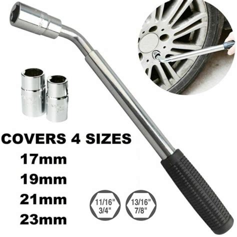 Extendable Wheel Brace Wrench Telescopic Car Van Socket Tyre Nut 17 19