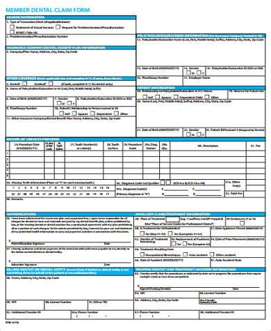 FREE 9 Sample Dental Claim Forms In PDF MS Word