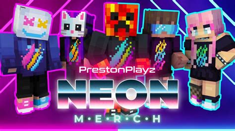 Prestonplayz Neon Merch By Firegames Minecraft Skin Pack Minecraft Marketplace Via