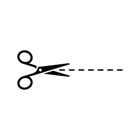 Scissors Icon With Dotted Cut Here Line Graphic Vector Image