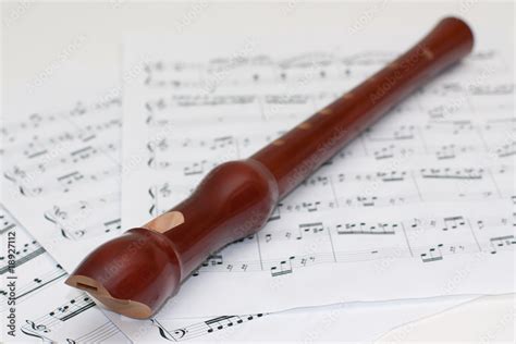 Music notes and flute Stock Photo | Adobe Stock