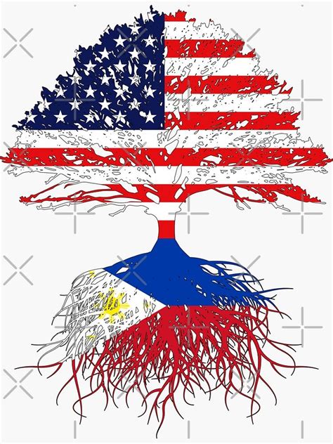 Filipino Roots Filipino American Filipino Grown Philippines USA Flag