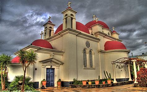 Orthodoxe Kirche Der Zw Lf Apostel In Kapernaum Israel Hd