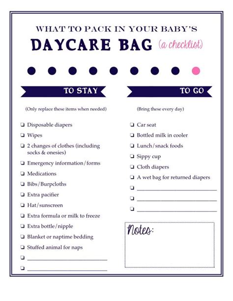 Lauras Plans What To Pack In Your Babys Daycare Bag A Free