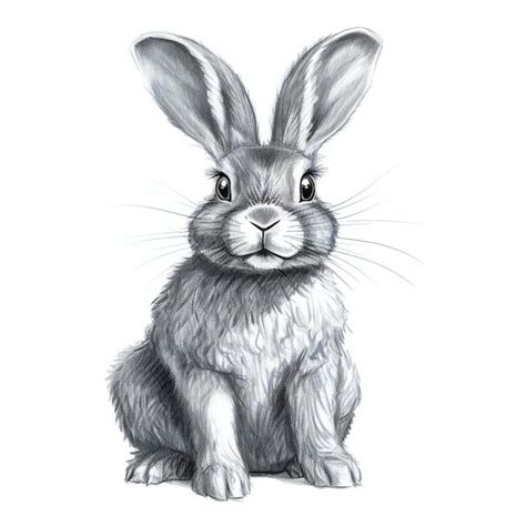 Premium Photo | Rabbit sketch Hand drawn illustration of bunny on white ...