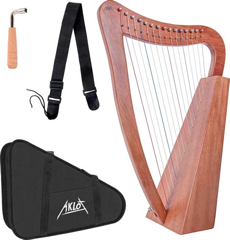 Harp AKLOT Arpa De Caoba De 15 Cuerdas De 22 Pulgadas De Altura Para