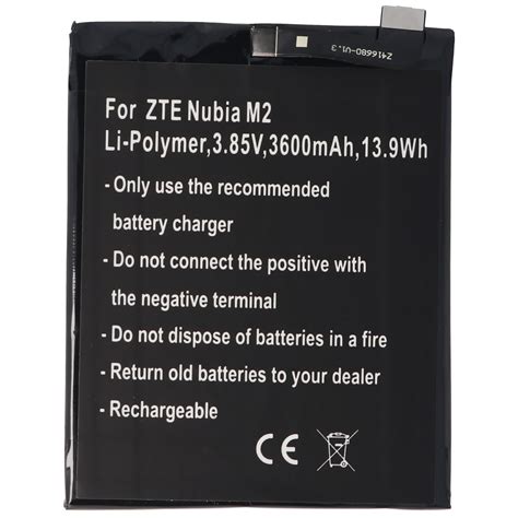 Accu Geschikt Voor ZTE Nubia M2 Li Polymer 3 85V 3600mAh 13 9Wh