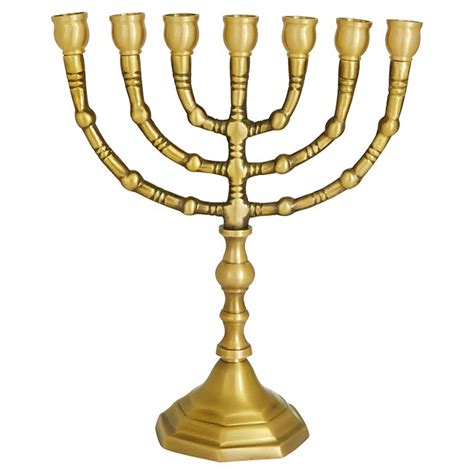 Brass Menorah Classic Seven Branch Inch Holy Land Christian Gifts