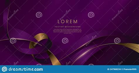 Abstract D Gold Curved Ribbon On Purple And Dark Purple Background