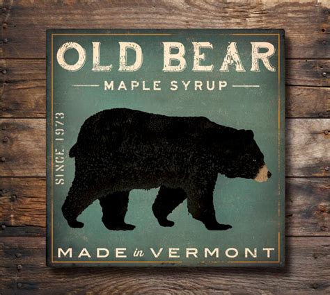 Old Black Bear Maple Syrup Graphic Art Print Signed Free To Etsy