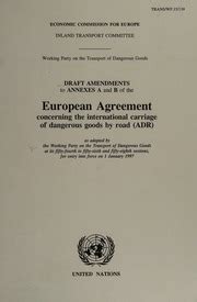 Draft Amendments To Annexes A And B Of The European Agreement