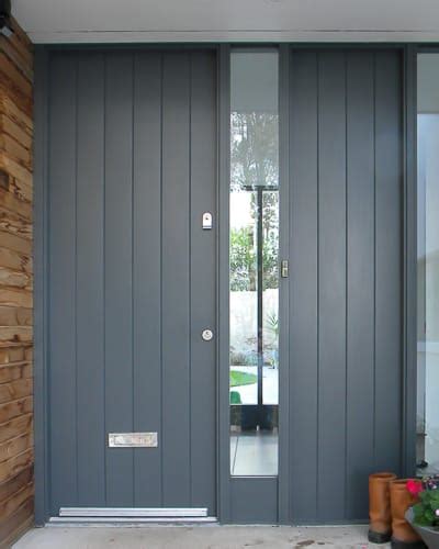 Dark Grey Contemporary Front Door With Sidelight Cotswood Doors London