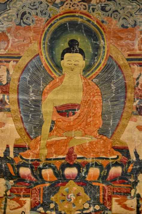 18th Century Thangka Depicting Shakyamuni Buddha A Stunning Tibetan