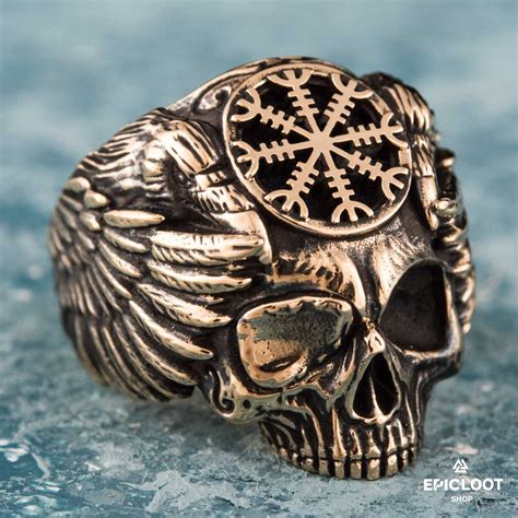 Helm Of Awe Symbol Bronze Skull Ring Epic Loot Shop