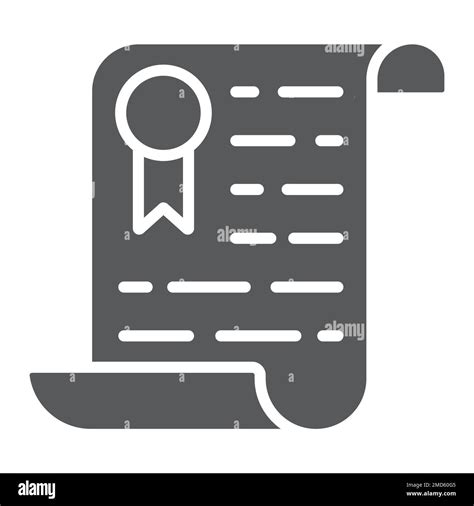 Certificate Glyph Icon Diploma And Award Education Sign Vector