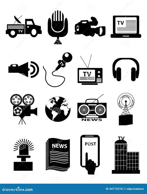 News Broadcasting Icons Set Stock Vector Illustration Of News