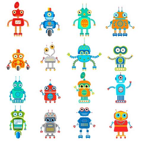 Robots Set Royalty Free Vector Image Vectorstock