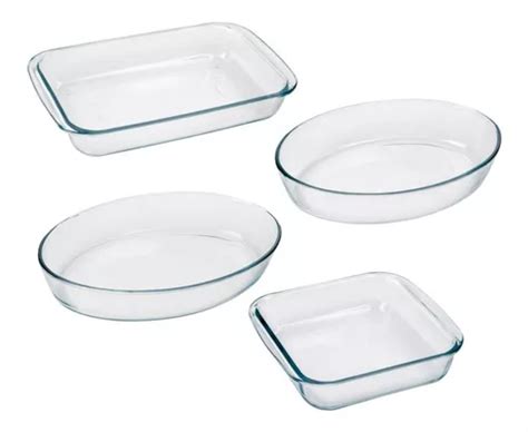 Set X 4 Marinex Asadera Fuentes Clásicas Vidrio Templado