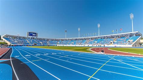 Premium Photo | A wide angle shot of an empty track and field stadium ...