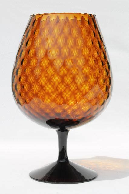 Root Beer Brown Amber Brandy Glass Vase Vintage Italy Hand Blown Optic Art Glass