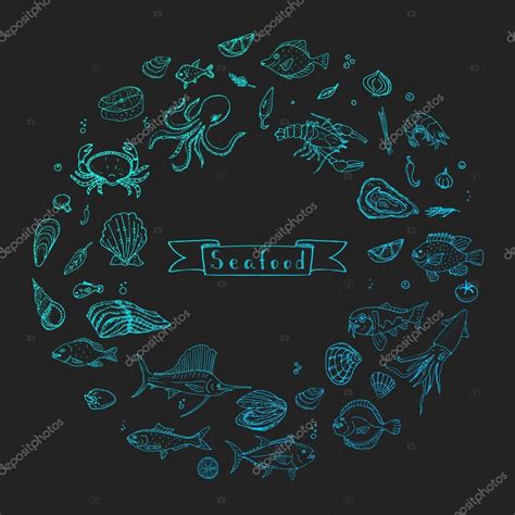 Seafood Icons Set Stock Vector Image By Natasha Pankina