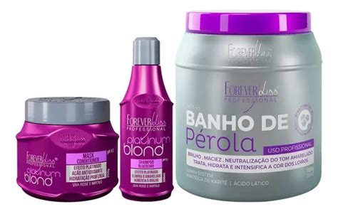 Kit Forever Liss Matizador Platinum Blond Banho Pérola 1kg Frete Grátis