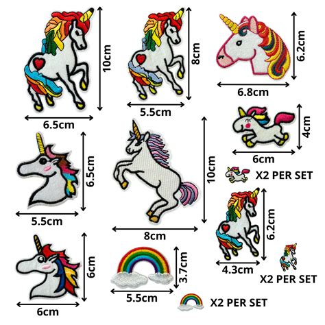 Unicorns And Rainbows Set Of 12 Set 02 Sew Iron On Embroidered