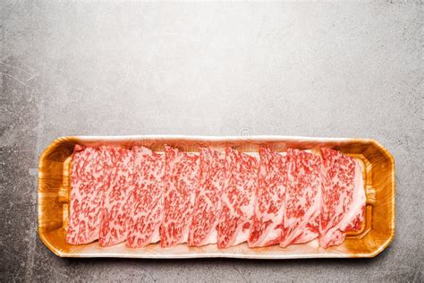 Premium Rare Slices Sirloin Wagyu A5 Beef With High Marbling Texture On