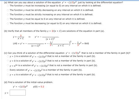 Solved A What Can You Say About A Solution Of The Equation Chegg