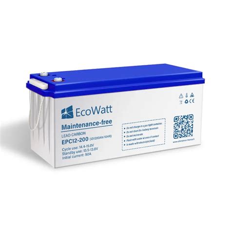 Batterie Solaire 200Ah 12V Plomb Carbone Décharge Lente EcoWatt