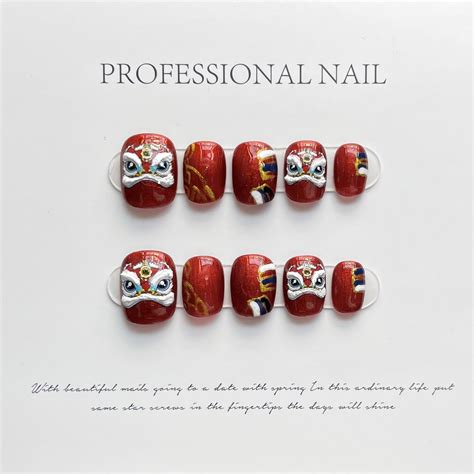 Pure Handmade Real Shot Red National Tide Lion Dance Doll Relief Nail