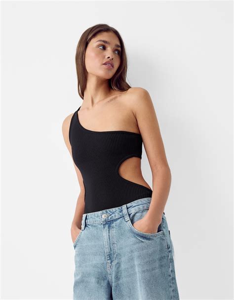 Asymmetric Bodysuit With Cut Out Detail Women Bershka