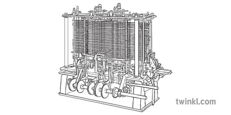 Analytical Engine History Computing Charles Babbage ks2 Schwarz Weiß