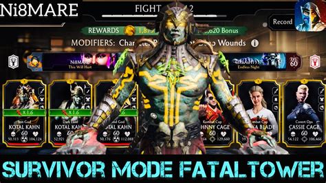 FW Survivor Mode Fatal Tower Battle Gold Kotal Kahn Team MK Mobile