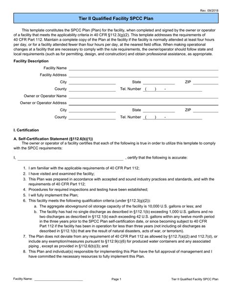 California Tier II Qualified Facility Spcc Plan Template Fill Out